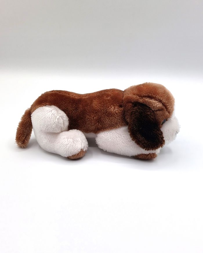 Petite peluche ancien doudou chien marron beige blanc PYRAGRIC Vintage 22 cm - photo numéro 4