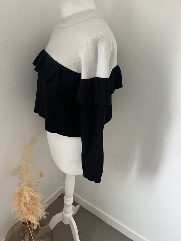 Pull court blanc et noir Zara S - photo numéro 2