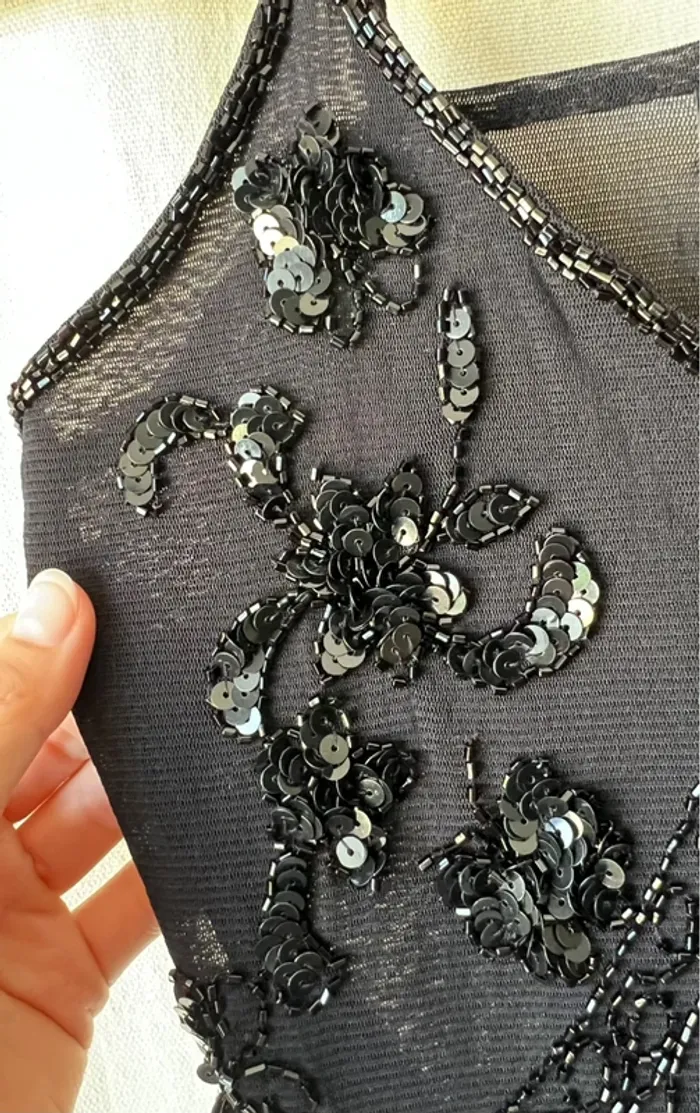 Top vintage sequins perles mesh Iconic Coquette y2k Ibiza - Taille S/M - photo numéro 6