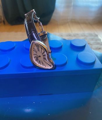 Montre Quartz Unisexe Bracelet Cuir Bleu Taille Réglable