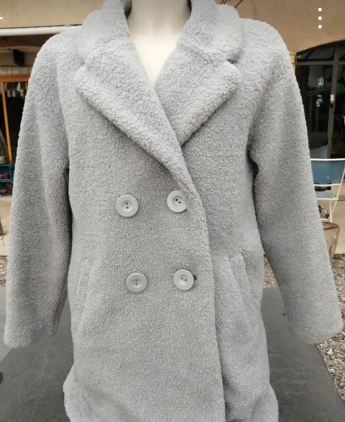 Manteau "peluche" gris perle Tissaia - photo numéro 5
