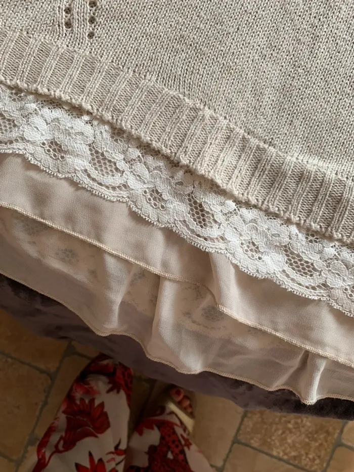 Pull crème en maille La Fée Maraboutée taille 2 - photo numéro 5