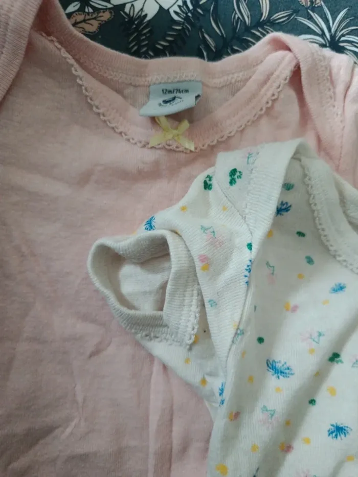 Lot de 2 bodies manches courtes petit bateau 74cm rose jaune bleu - photo numéro 3