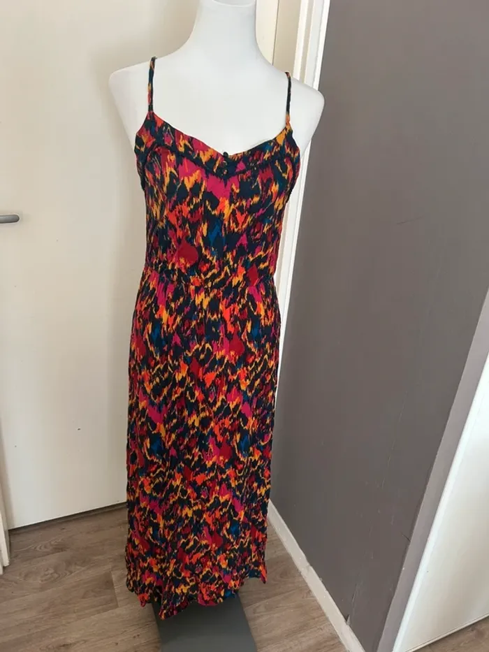 Promod, robe, longue été femme, taille 36 imprimer multicolore