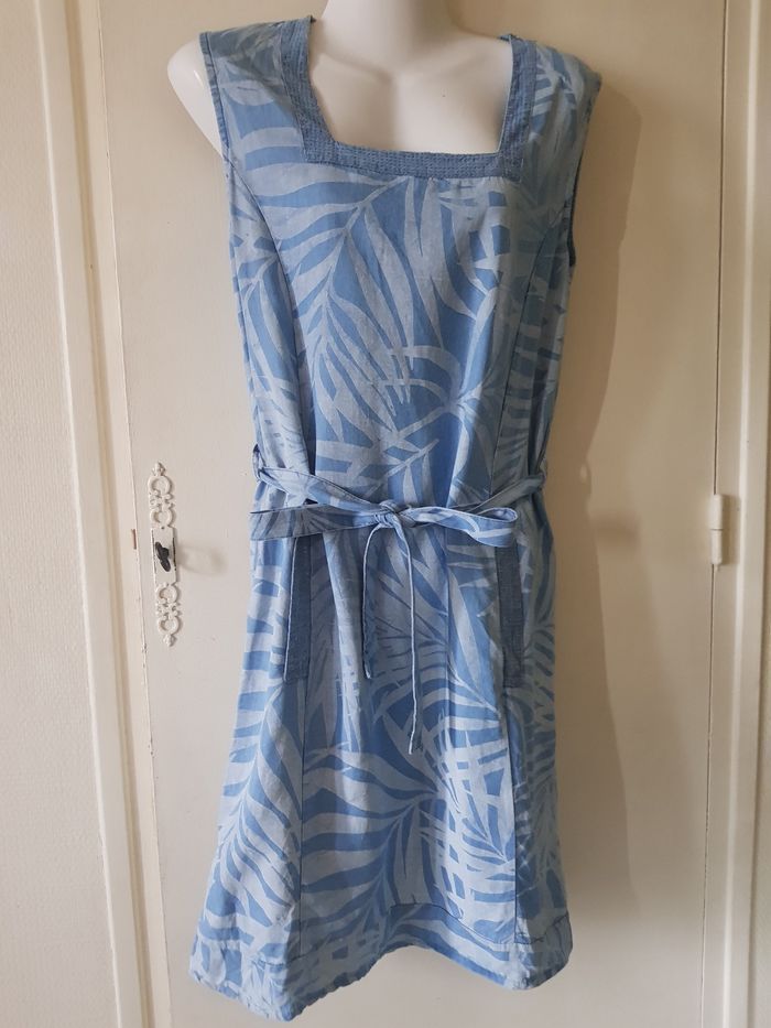 Robe d’été bleue Christine Laure – fluide, ceinturée, très bon état - photo numéro 2