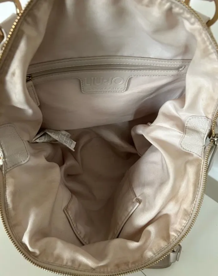 liu jo sac a main cuir beige crème Modèle bauletto - photo numéro 8