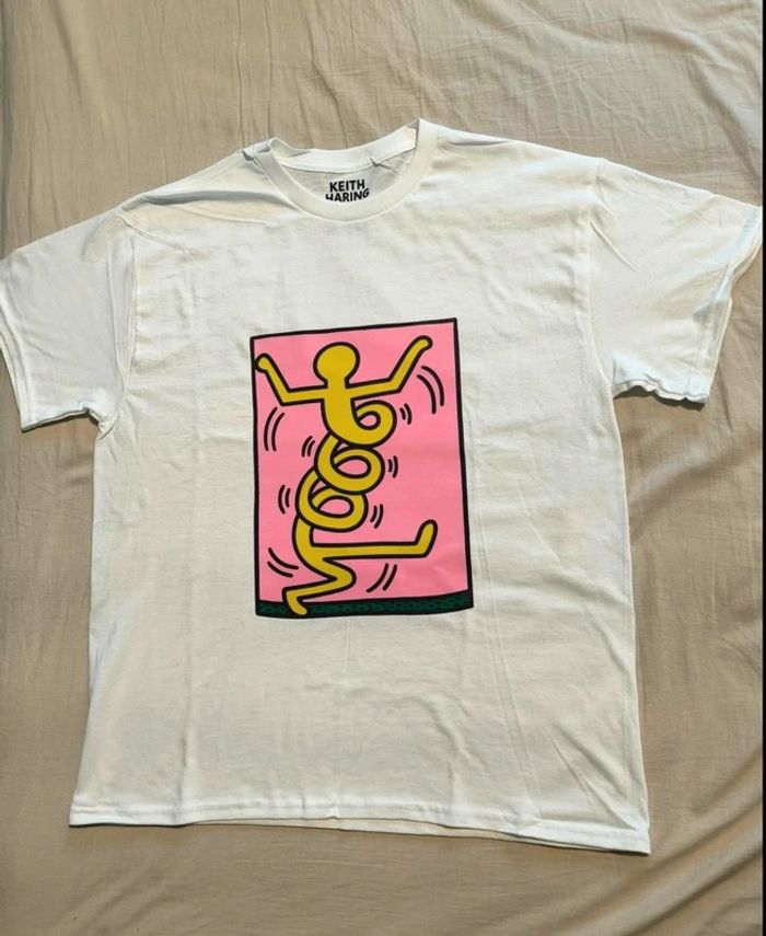 T-shirt Keith Haring Illustration jaune iconique Taille S - photo numéro 2