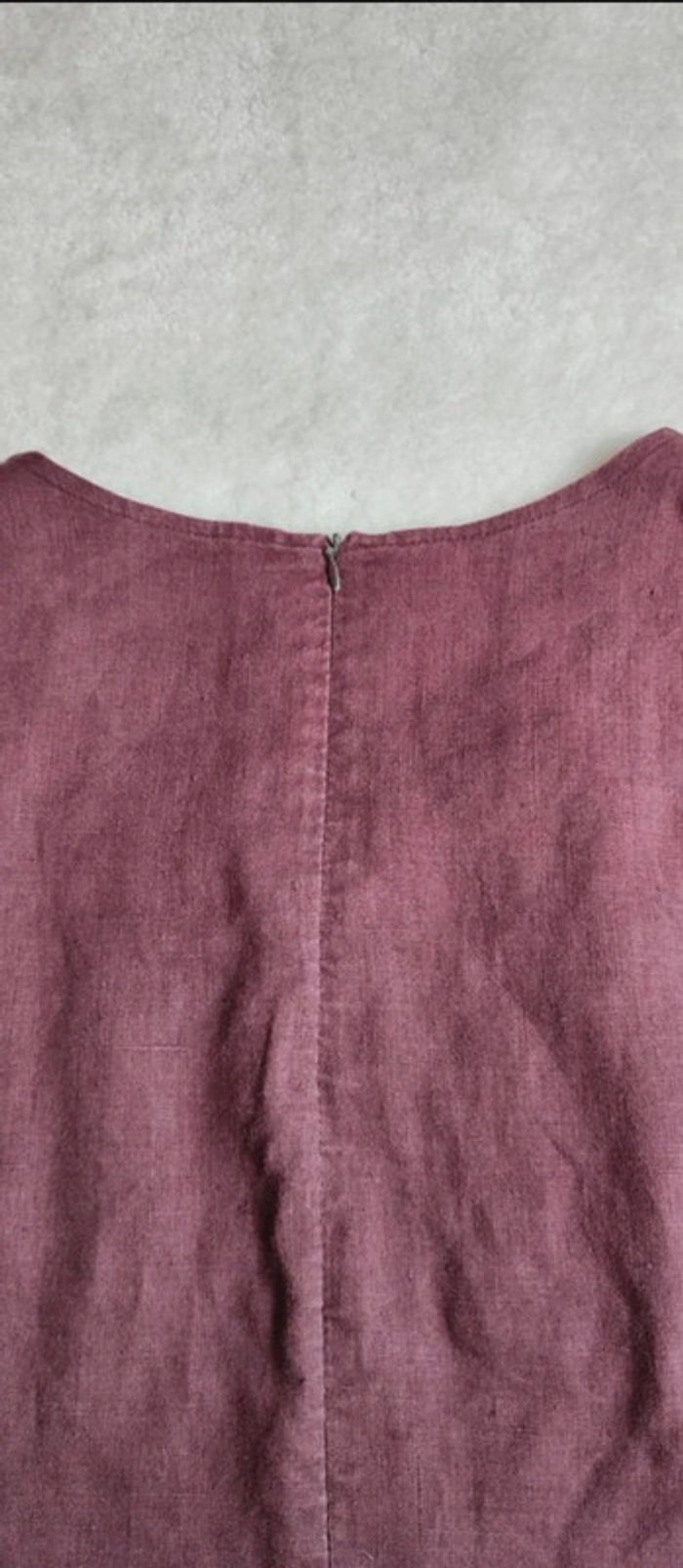 Robe d'été sans manches Tricot 40 couleur bordeaux aubergine 100% lin - photo numéro 7