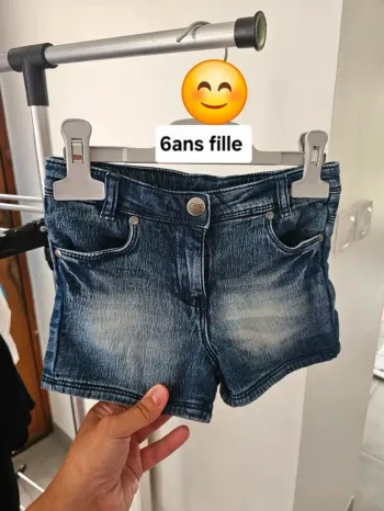 Short jeans fille 6ans bleu