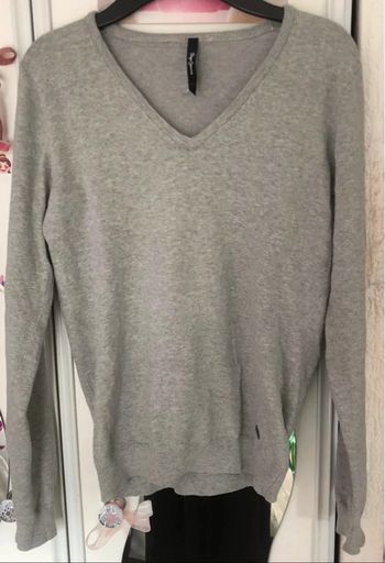 Pull col V de couleur gris clair chiné Pepe Jeans XS