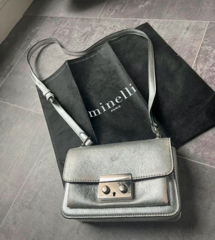 Sac bandoulière minelli argenté