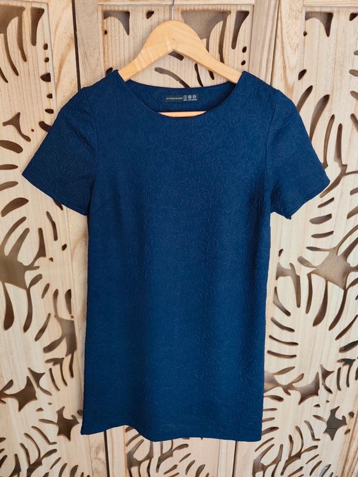 Mini-robe bleu marine à motif floral en relief Taille S Atmosphère - photo numéro 7