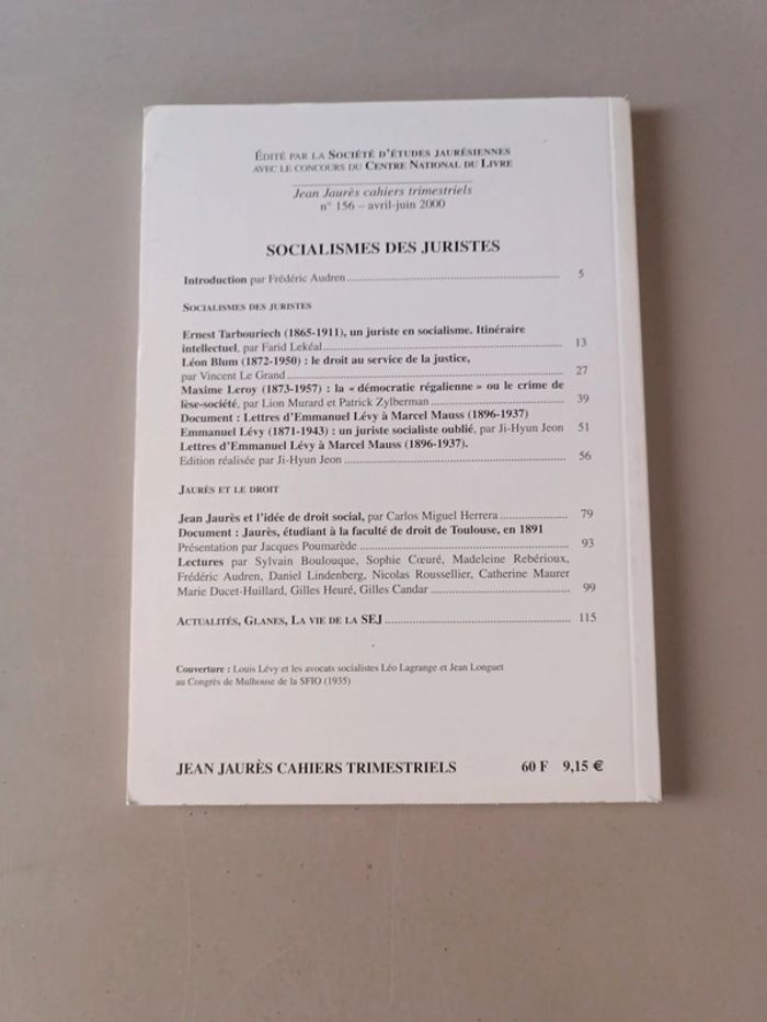 Jean Jaurès socialismes des juristes cahiers trimestriels numéro 156 - photo numéro 2