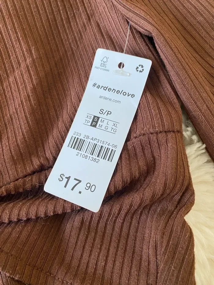 Haut marron manches longues façon crop top taille S - photo numéro 5