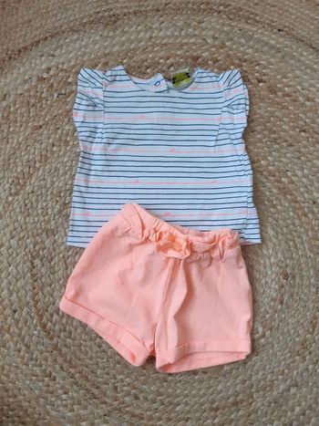 Ensemble haut rayé et short Tape à l'oeil 3 mois