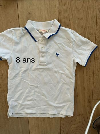 T-shirt polo blanc Dpam 8 ans