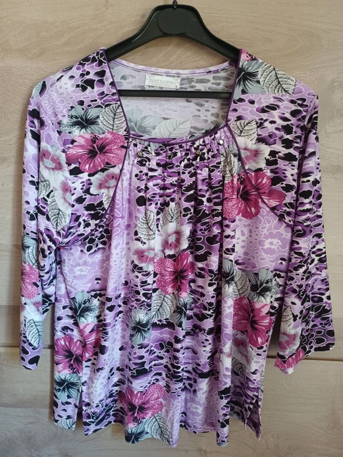 Superbe blouse neuve rose fashion Taille L - photo numéro 4