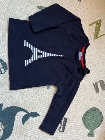 T-shirt manche longues bleu marine motif Tour Eiffel Jacadi 18 mois