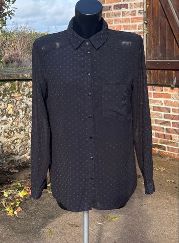 🖤 Chemisier noir à pois suisses – Mim – Taille 40