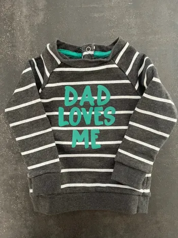 Pull sweat gris à rayures « Dad loves me » taille 9 mois marque influx
