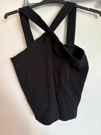 Top court côtelé noir à bretelles croisées - Kiabi - Taille XL (44-46)