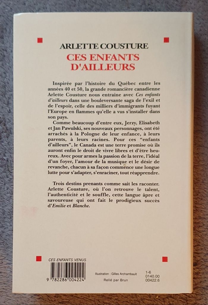 Roman historique "Ces enfants d'ailleurs" / Arlette Cousture aux Éd. Albin Michel - photo numéro 2