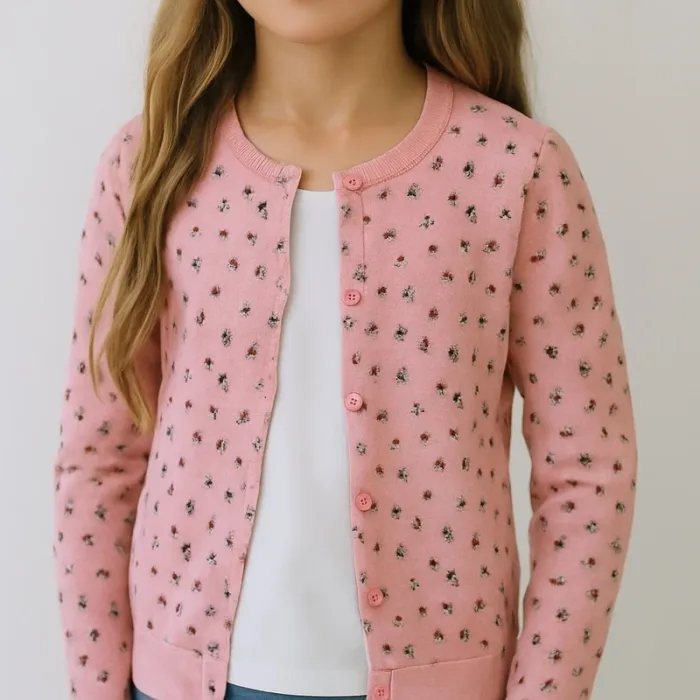 Gilet rose fleuri Tex 9-10 ans - photo numéro 3