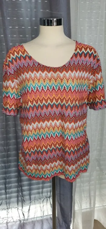 Haut damart coloré à motif zigzag – Taille