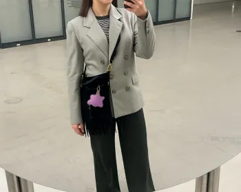 Blazer satiné gris vintage