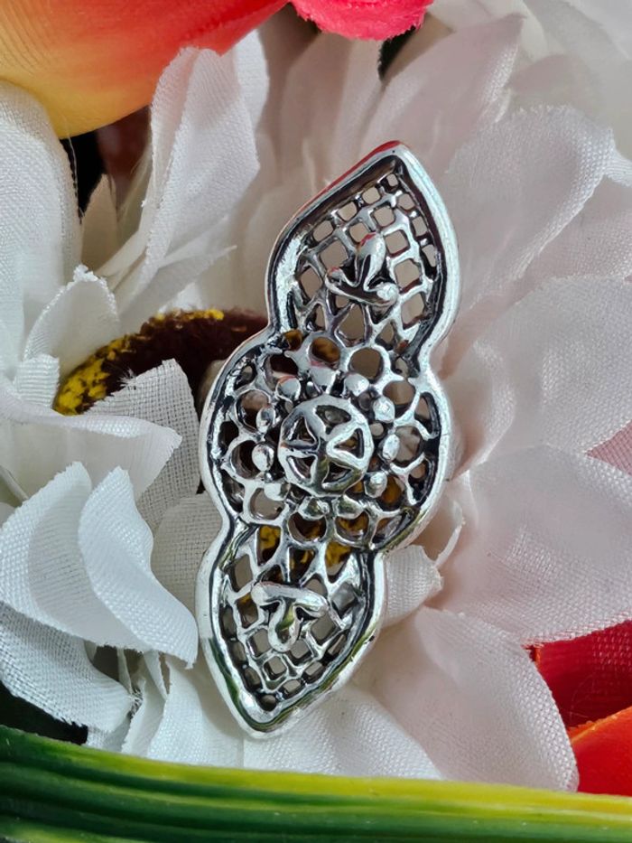 Bague longue texturée en acier inoxydable - photo numéro 3