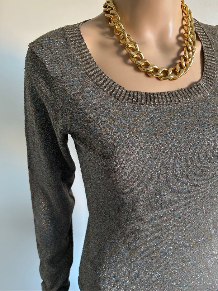Pull léger pailleté à manches longues Jacqueline Riu taille 2 TBE - photo numéro 4