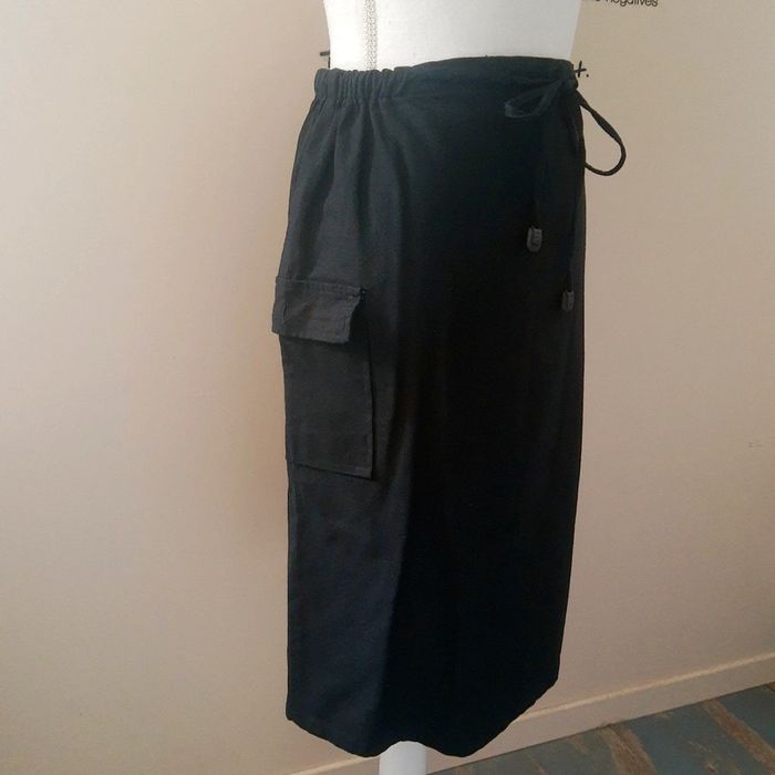 Jupe longue en lin noir taille Élastique