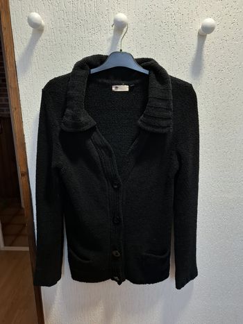 Joli gilet femme K Woman 42/44 maille chenille noir 2 poches très bon état