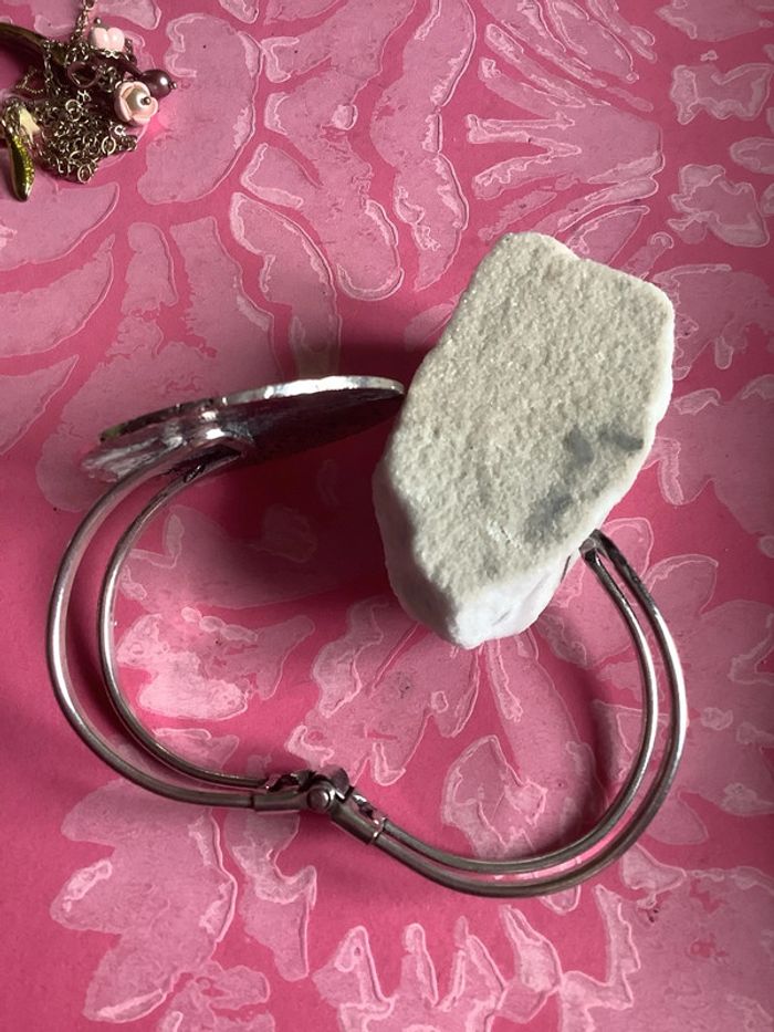 Bracelet ouvrant à charnière style ethnique métal argenté - photo numéro 5