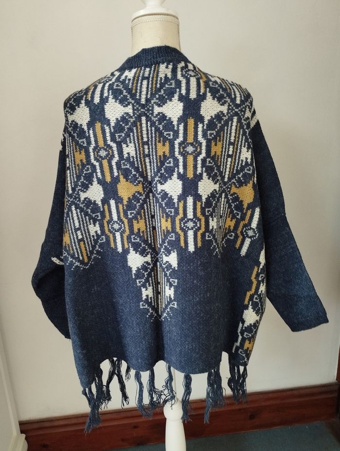 Poncho jacquard bleu - Mim - T.M - Neuf - photo numéro 2