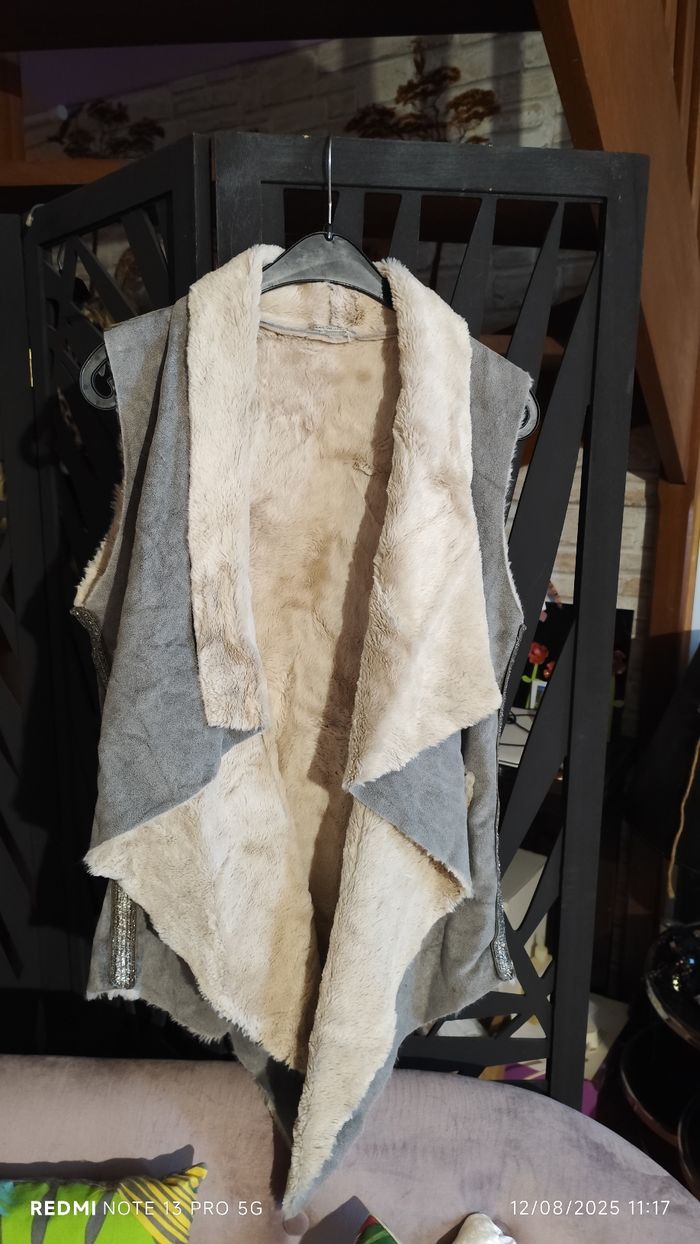 Gilet gris suédée gris femme