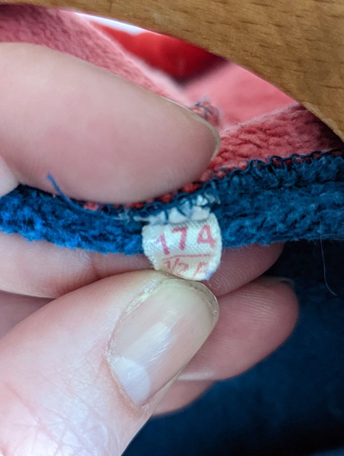 Veste vintage à capuche - Bleu et rouge - Fermeture éclair Talon - photo numéro 6