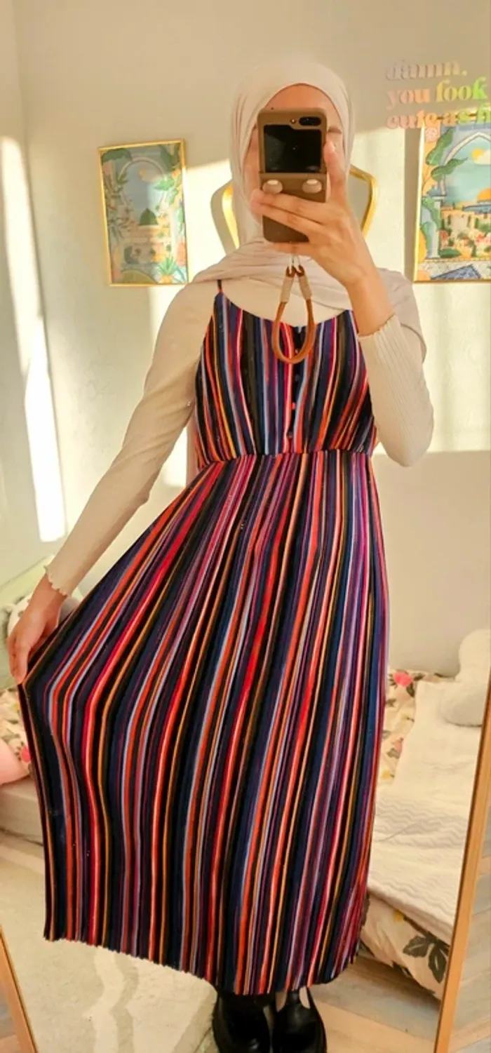Robe longue plissée multicolore taille m neuve - photo numéro 4