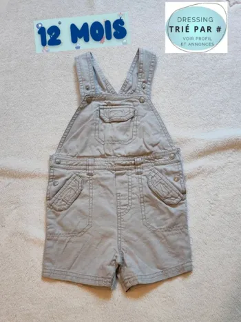 Salopette short grise 12 mois