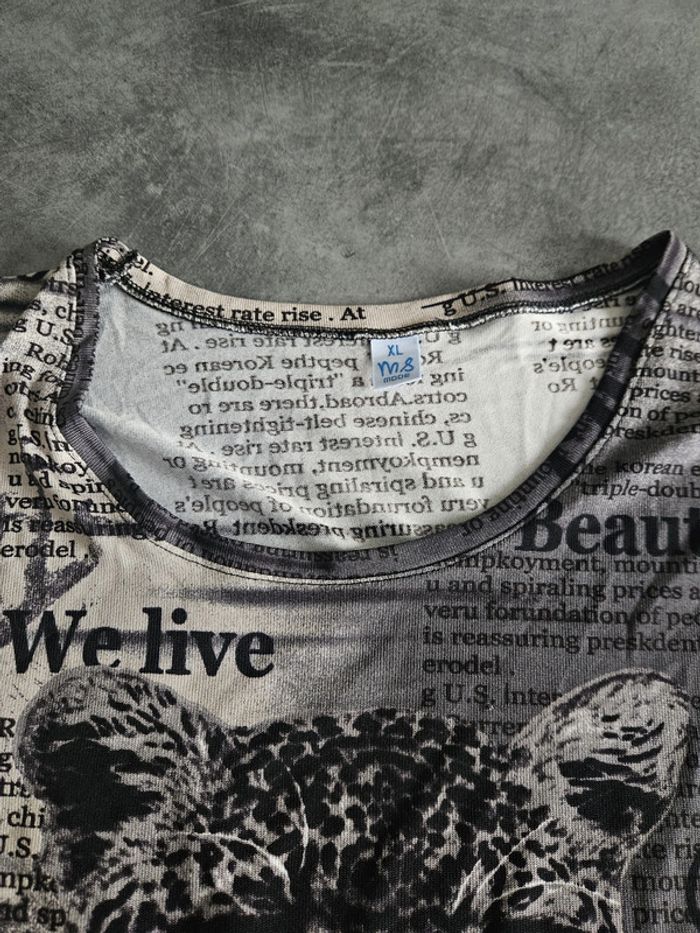 T-shirt tunique à manches courtes - Taille XL / 42 - MS Mode - Gris printé jaguar - photo numéro 6