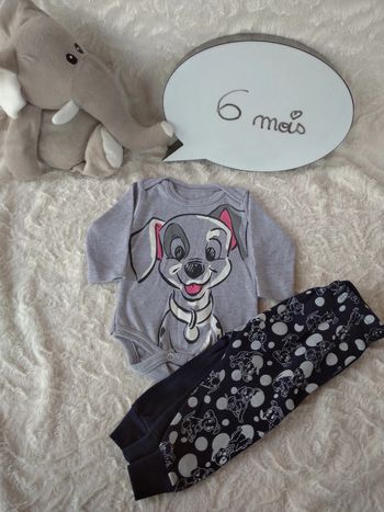 Ensemble (body manches longues+pantalon) Garçon 6 mois Chien Dalmatien Mnt