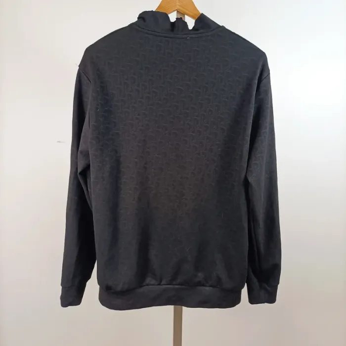 Sweat noir Made in Italy 100 % coton, col cheminée, poche kangourou, ton sur ton taille LA1369 - photo numéro 5
