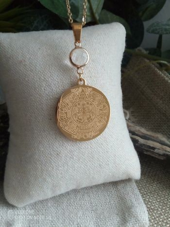 Collier amulette Maya et connecteur cristal de roche