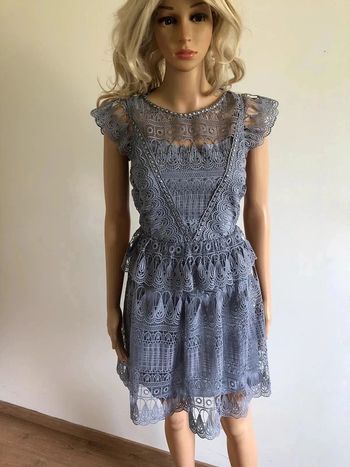 Robe grise bleutée neuve en dentelle Morgan taille 38 (valeur 145€) taille petit