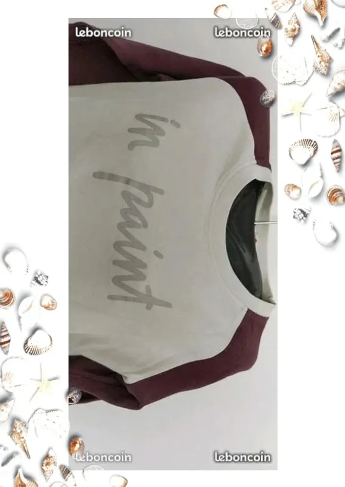 sweat col rond manche violette devant blanc taille L 40 U RIGHT - photo numéro 6