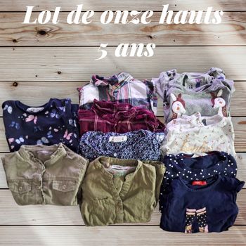 👕 Lot de 11 hauts manches longues fille – Taille 5 ans 👧💖