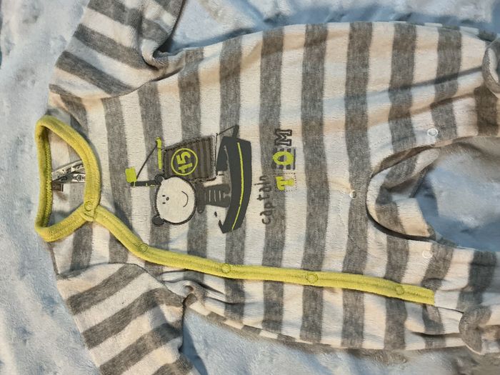 pyjama grenouillère en velours rayé gris et blanc ouverture devant 1 mois orchestra - photo numéro 5