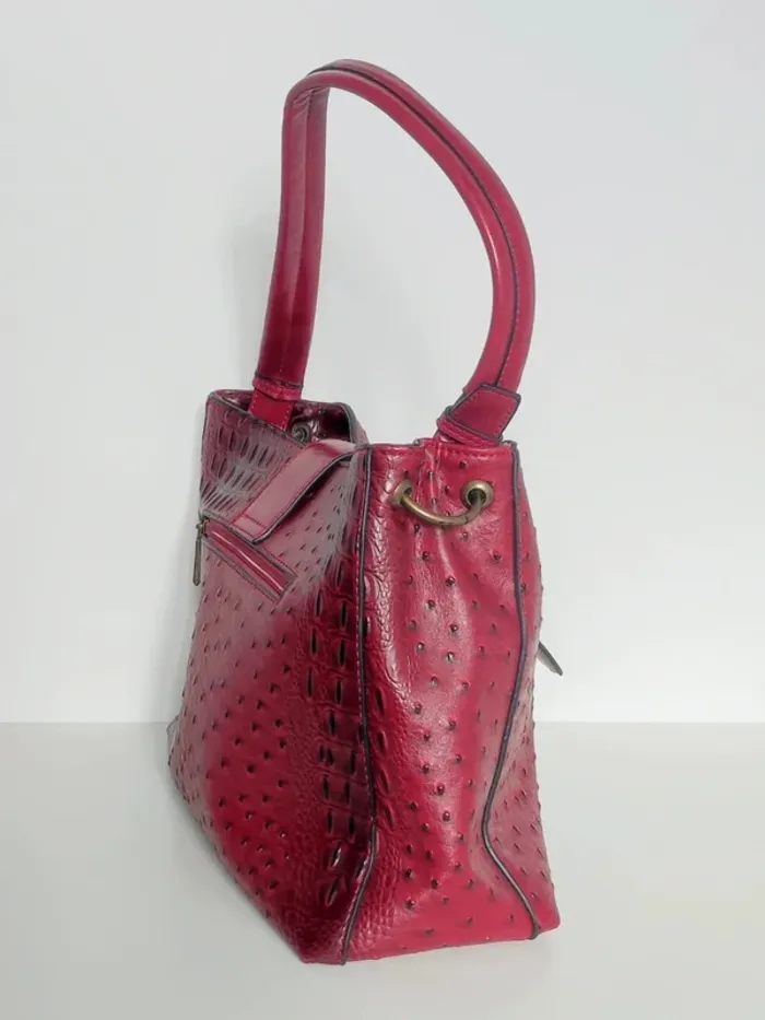 Sac effet cuir bordeaux point relief noir / Mandoline - photo numéro 4
