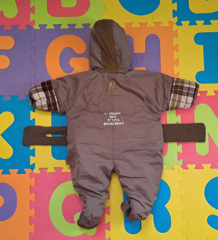 Combinaison pilote capuche marron, kiabi, taille 6 mois (68 cm) - photo numéro 2