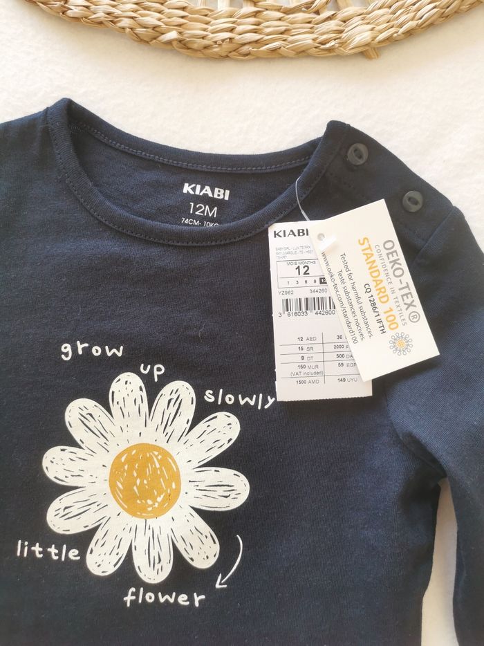 Tee-shirt bleu marine motif fleur Kiabi 12 Mois - photo numéro 2